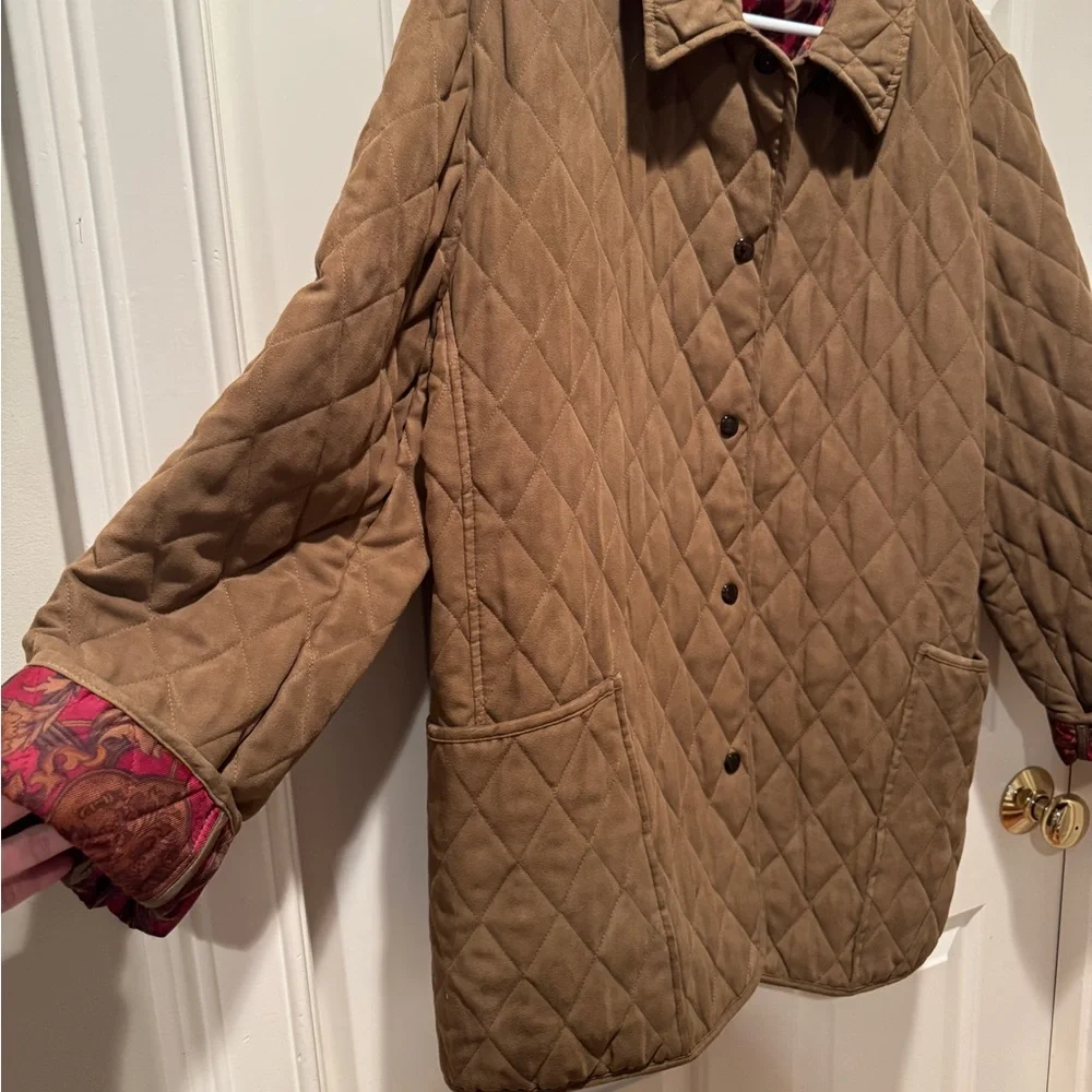 Talbots Tan Quilted Barn Jacket - Picture 3 of 12